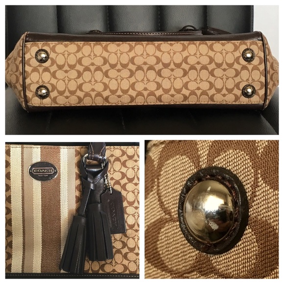 COACH Legacy Signature Stripe Handbag - Picture 8 of 8